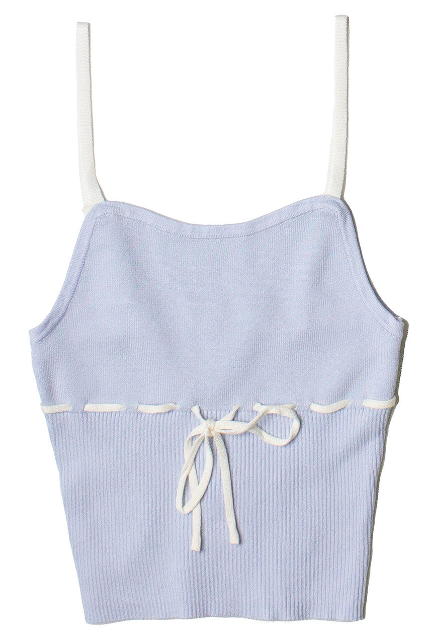 Running Stitch Bow Detail Knit Tank Top