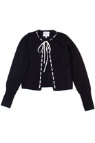 Running Stitch Tie Front Knit Cardigan