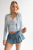Running Stitch Tie Front Knit Cardigan