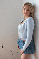 Running Stitch Tie Front Knit Cardigan