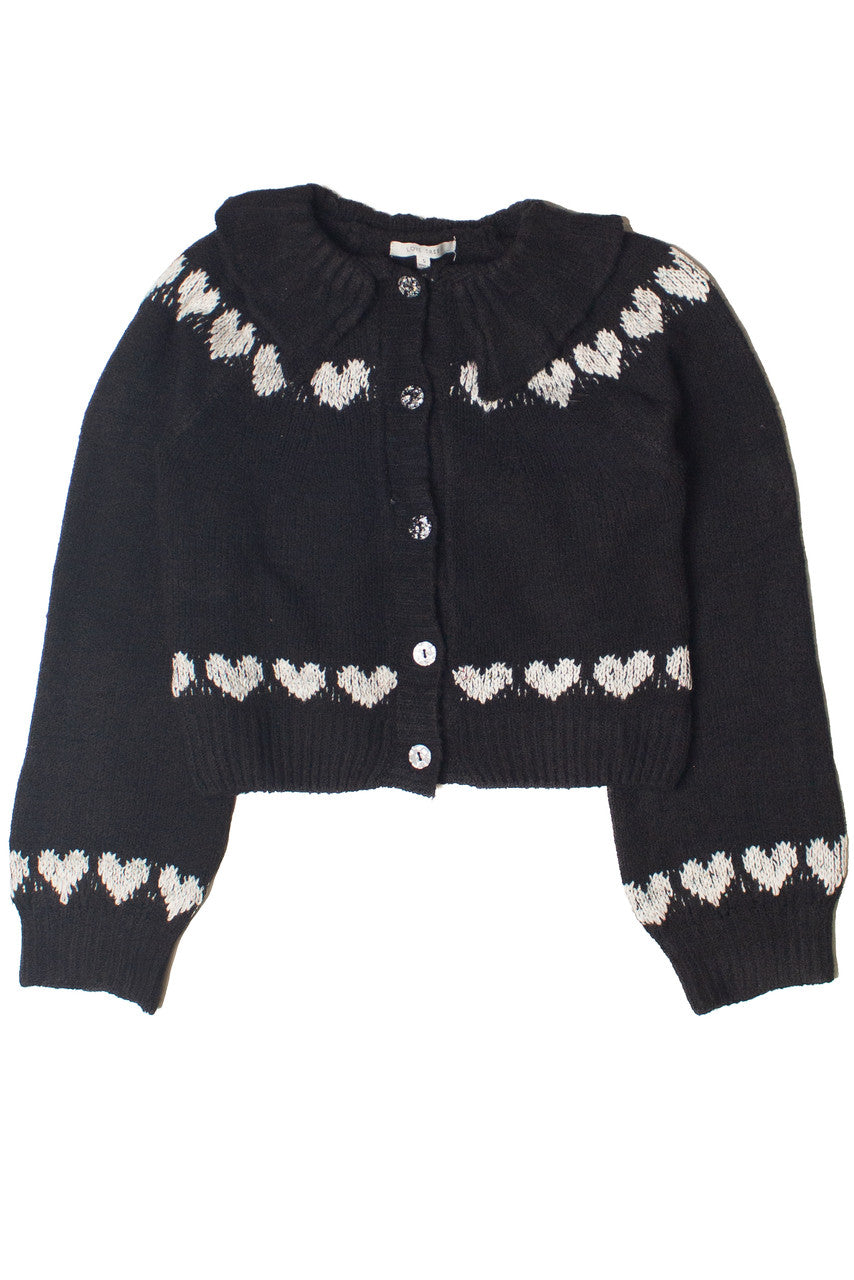 Ruffle Collar Heart Cardigan