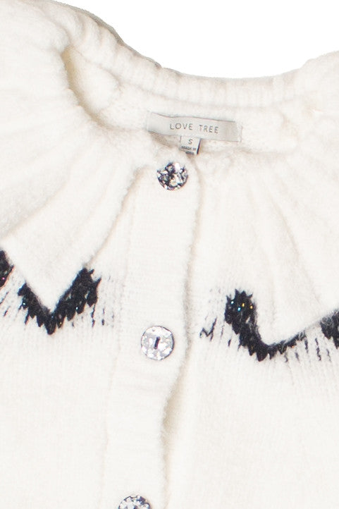 Ruffle Collar Heart Cardigan
