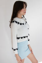 Ruffle Collar Heart Cardigan
