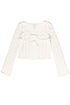 Knit Pointelle Double Tie Front Cardigan