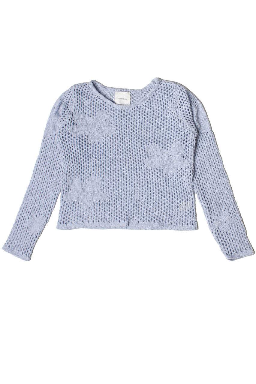Chenille Mesh Stitch Flower Sweater
