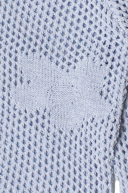 Chenille Mesh Stitch Flower Sweater