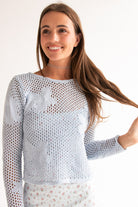 Chenille Mesh Stitch Flower Sweater