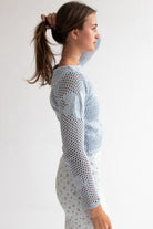 Chenille Mesh Stitch Flower Sweater