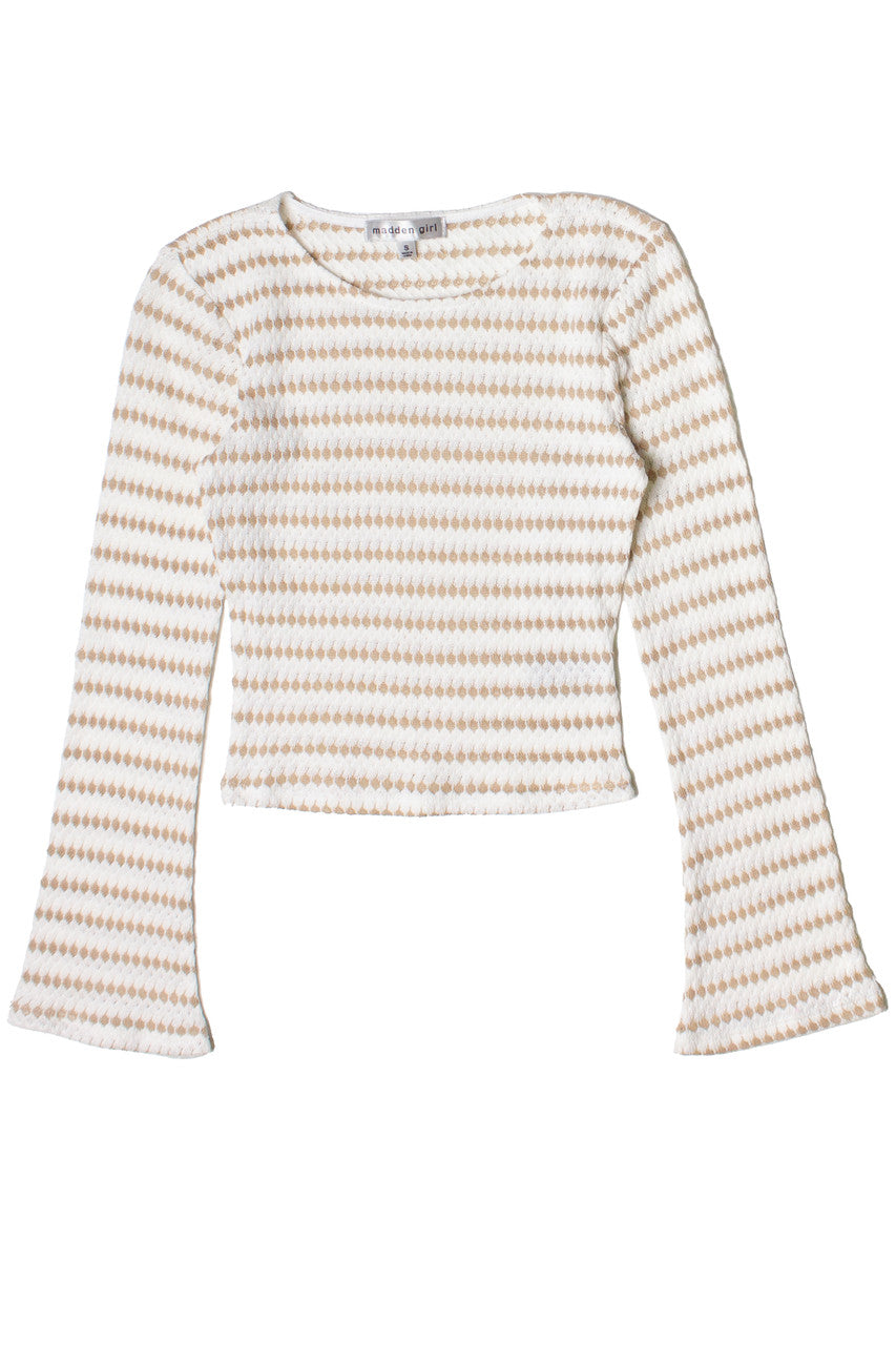 Bell Sleeve Striped Knit Top