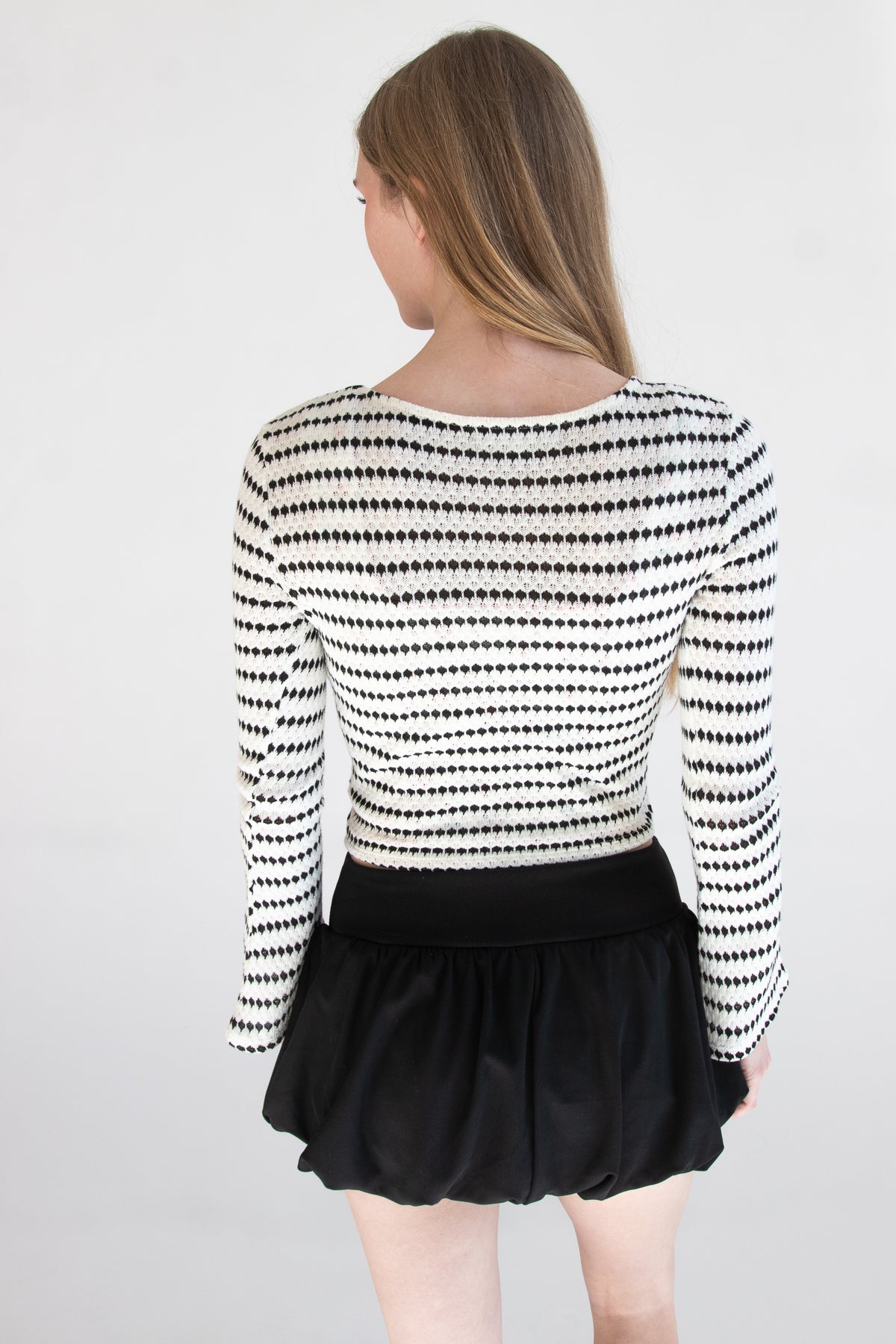 Bell Sleeve Stripe Knit Top