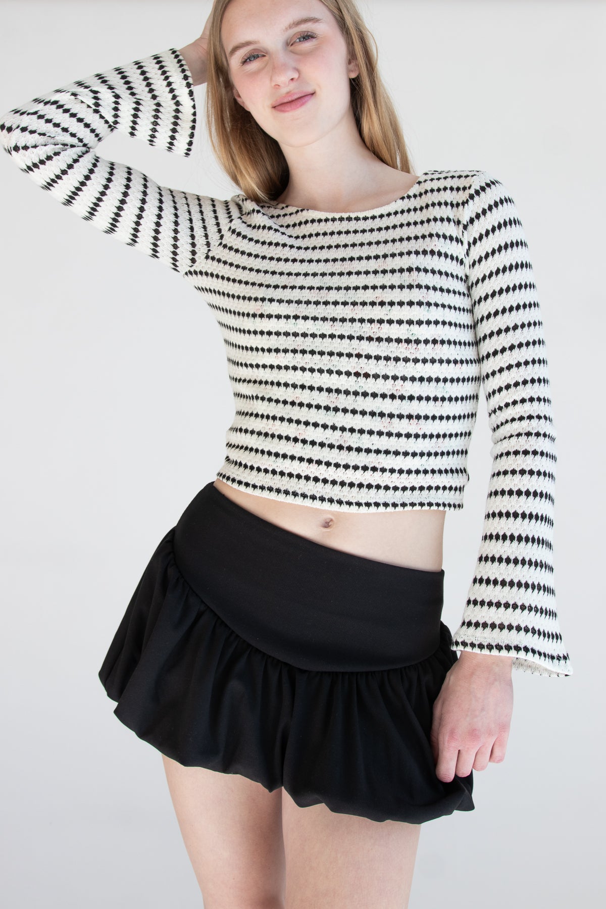 Bell Sleeve Stripe Knit Top