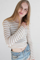 Bell Sleeve Stripe Knit Top