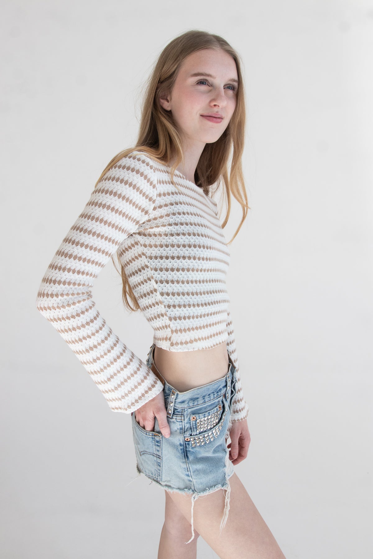 Bell Sleeve Stripe Knit Top