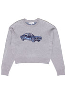 Printed Knit Graphic Sweater - Gray/Car