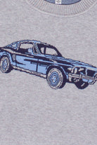 Printed Knit Graphic Sweater - Gray/Car