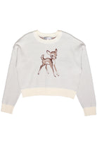 Printed Knit Graphic Sweater - Ivory/Deer