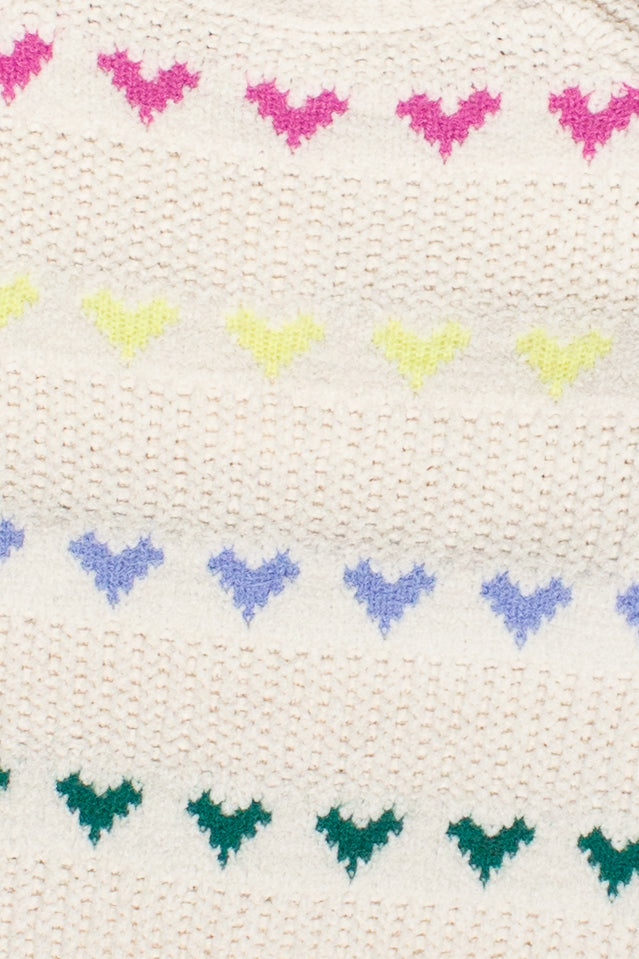 Heart Stripe Crop Sweater
