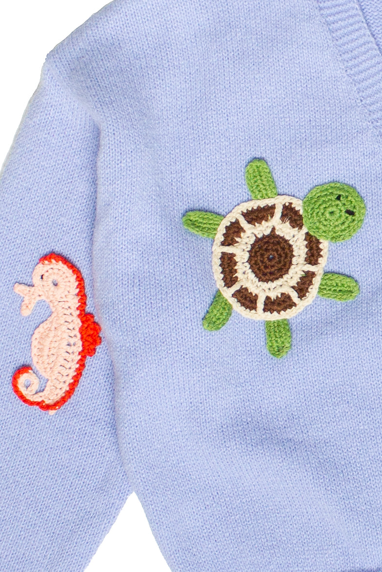 Ocean Life Crochet Applique Cardigan