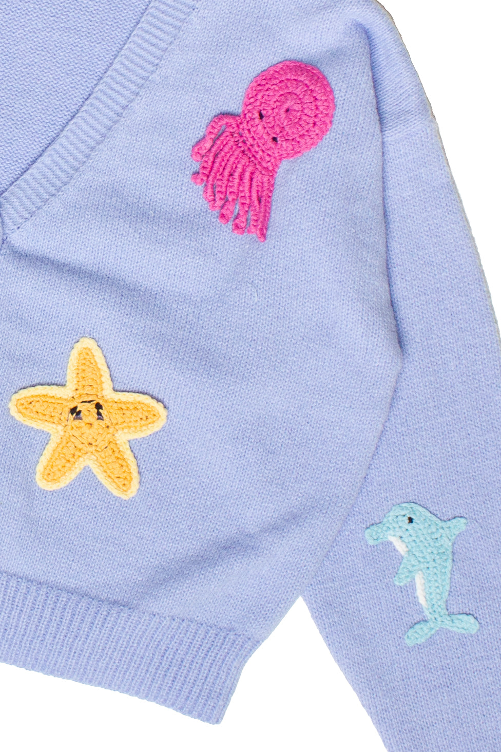 Ocean Life Crochet Applique Cardigan