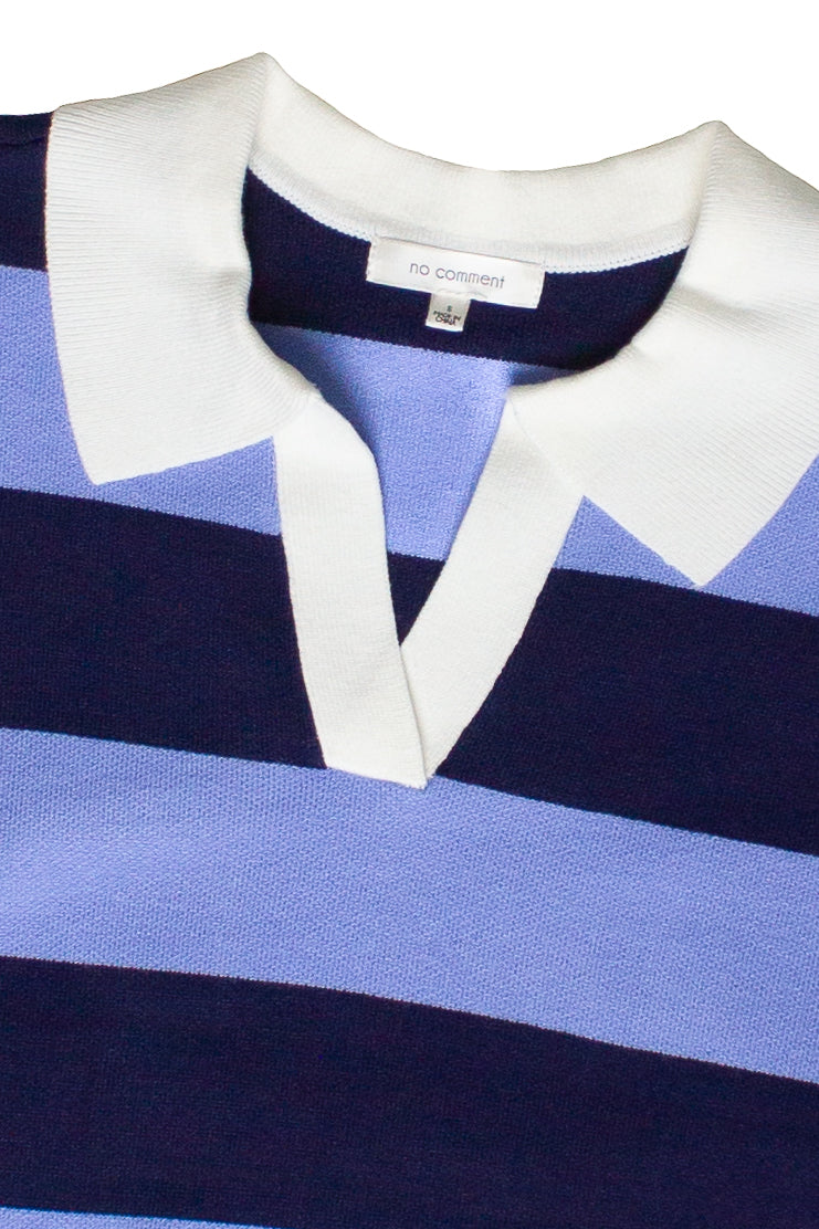 Striped Polo Sweater - Blue