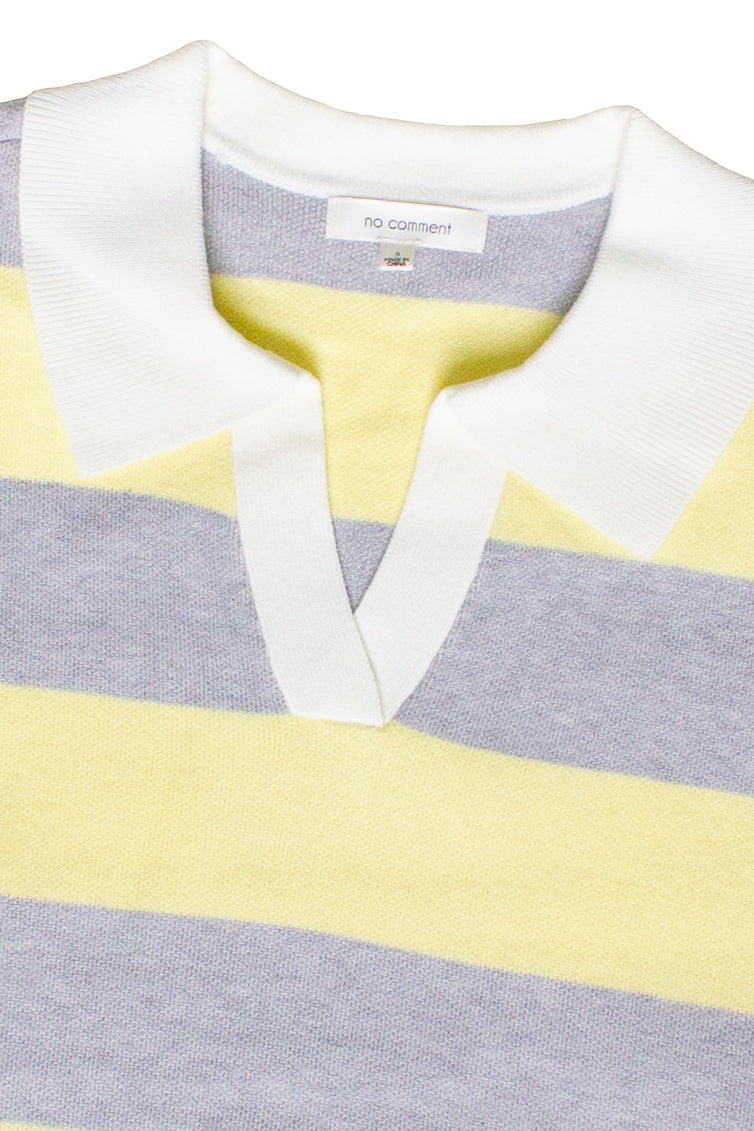 Striped Polo Sweater - Yellow