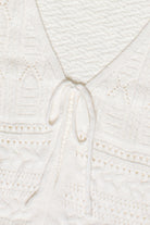 Short Sleeve Pointelle Knit Tie Front Cardigan