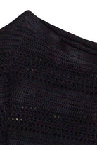 Mixed Knit Sweater Poncho - Black