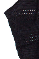 Mixed Knit Sweater Poncho - Black