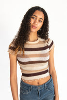 Crochet Stripe Lettuce Edge Tee