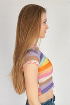 Crochet Stripe Lettuce Edge Tee