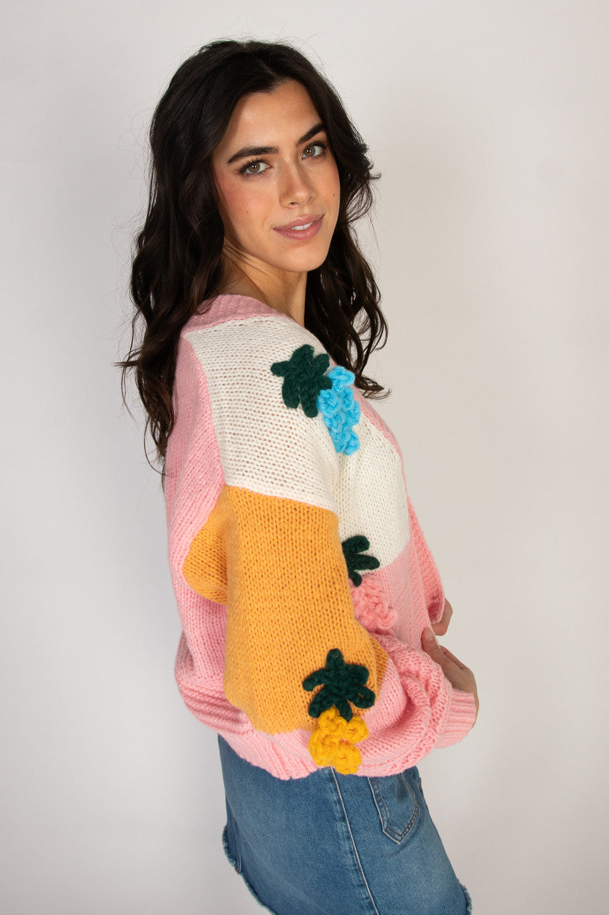 Rainbow Fruit 3D Applique Cardigan