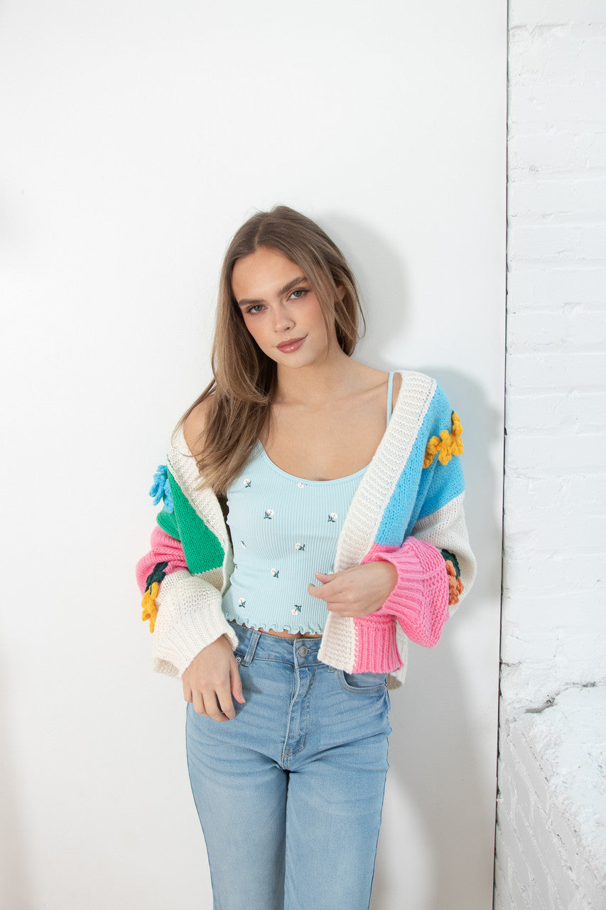 Rainbow Fruit 3D Applique Cardigan