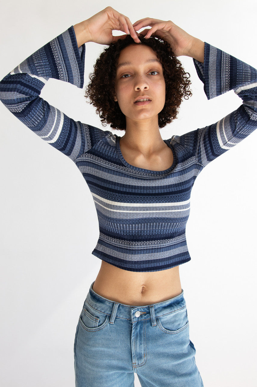 Striped Bell Long Sleeve Top