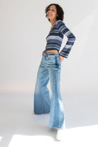 Striped Bell Long Sleeve Top