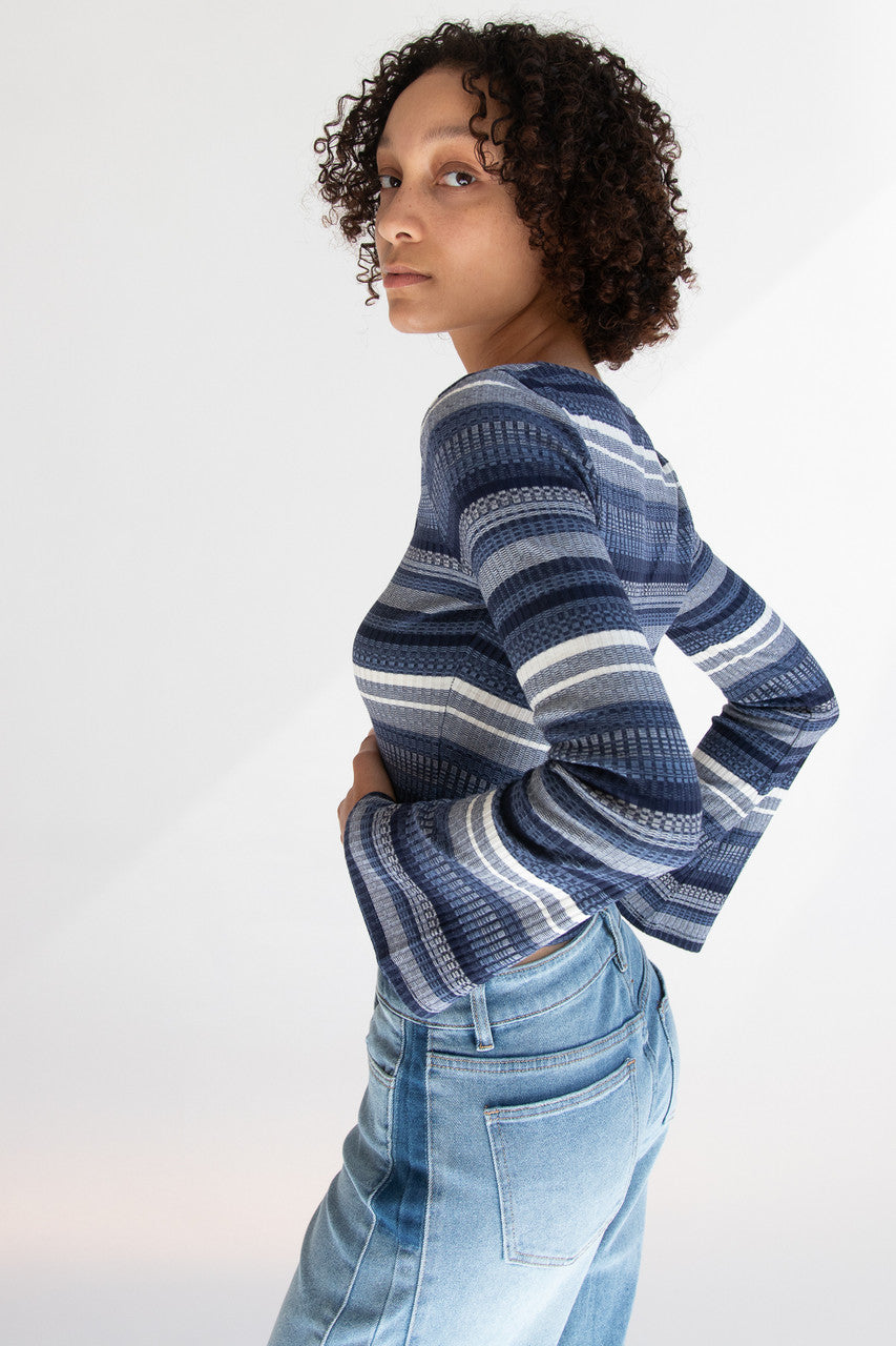 Striped Bell Long Sleeve Top