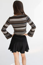 Striped Bell Long Sleeve Top