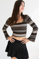 Striped Bell Long Sleeve Top