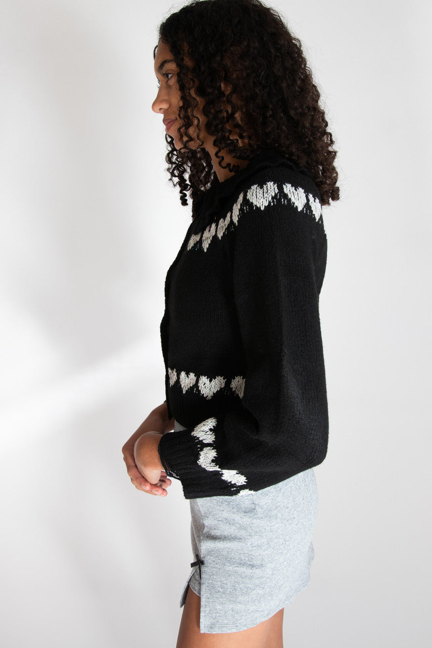 Ruffle Collar Heart Cardigan