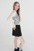 Bell Sleeve Crochet Net Top