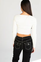 Ribbed V Neck Stripe Sweater