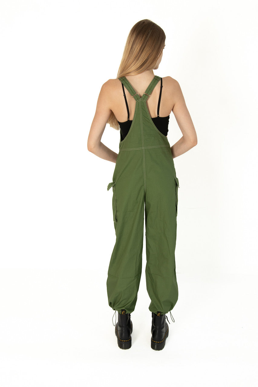 Olive Parachute Overalls