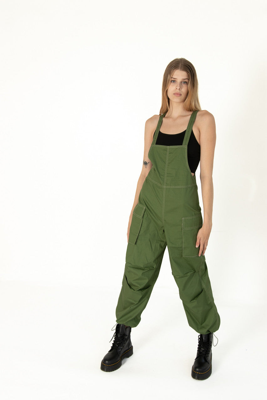 Olive Parachute Overalls