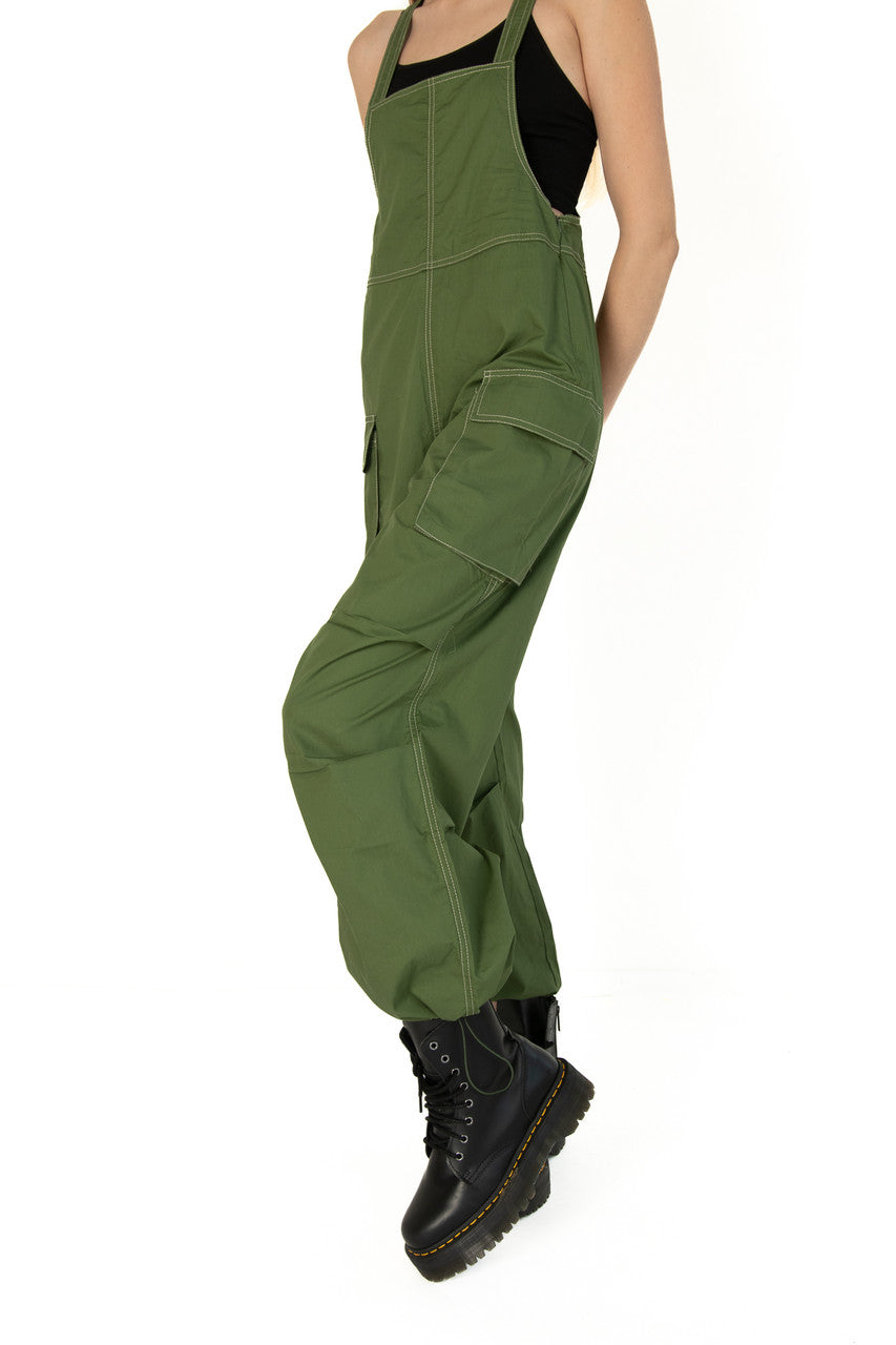 Olive Parachute Overalls