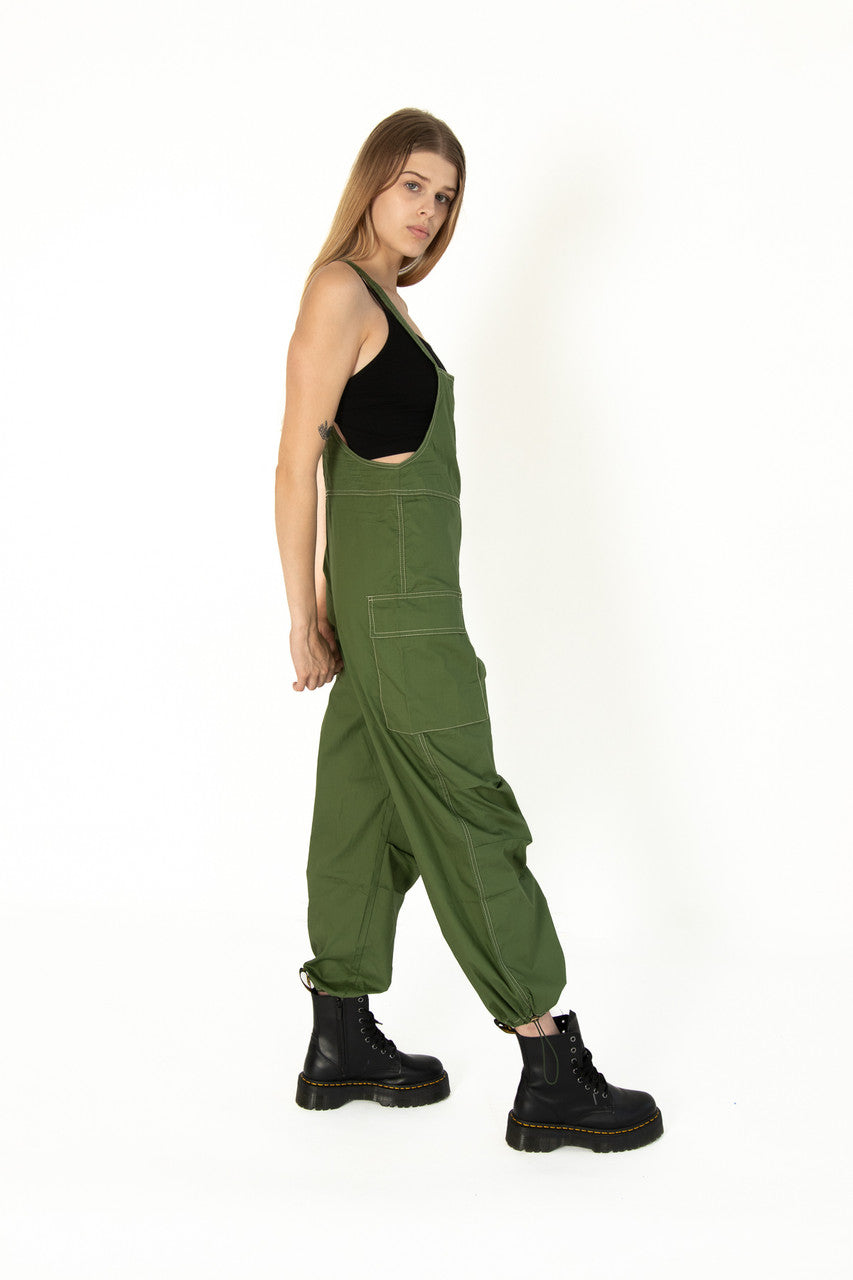 Olive Parachute Overalls