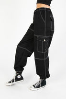 Black Drawstring Cargo Joggers
