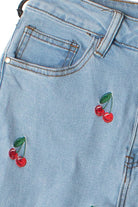 Embroidered Cherry Flare Jeans