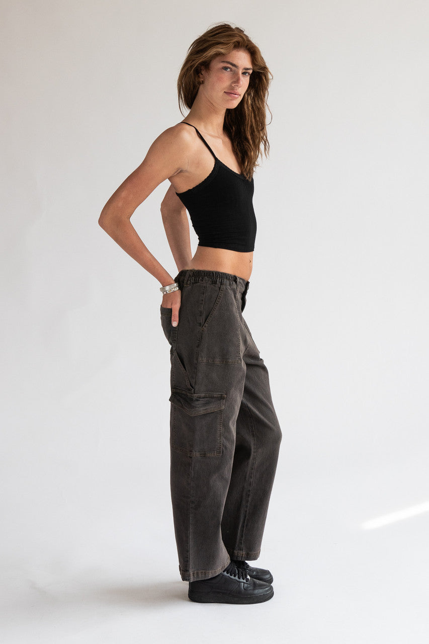 Grunge Wash Cargo Skater Jeans