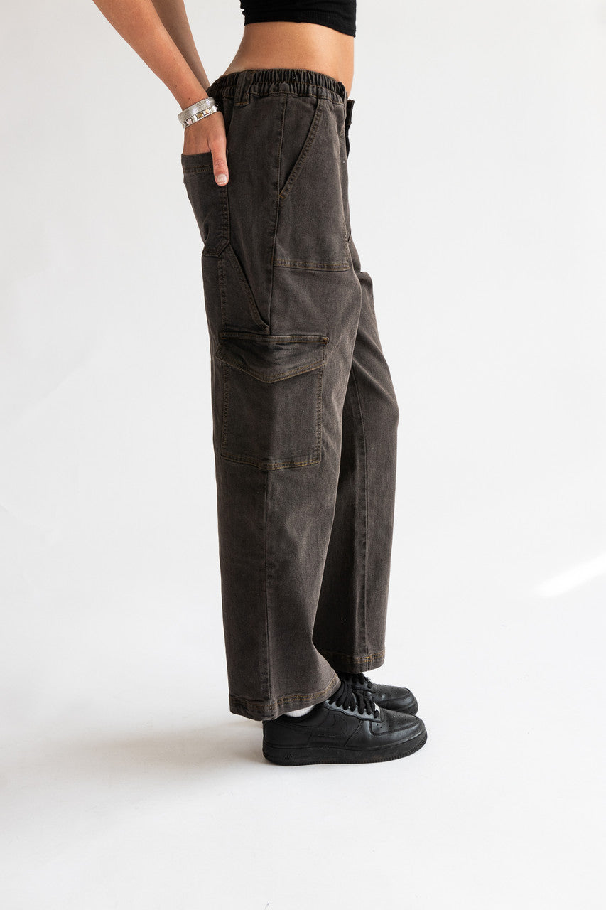 Grunge Wash Cargo Skater Jeans