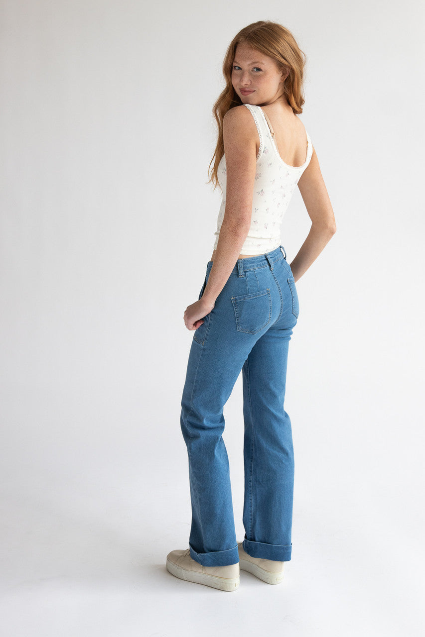 Cuff Pork Chop Pocket Jeans