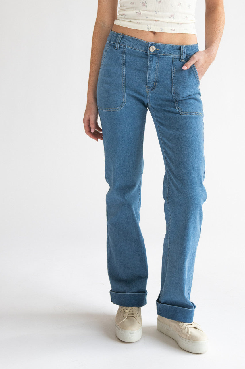 Cuff Pork Chop Pocket Jeans